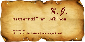 Mitterhöfer János névjegykártya